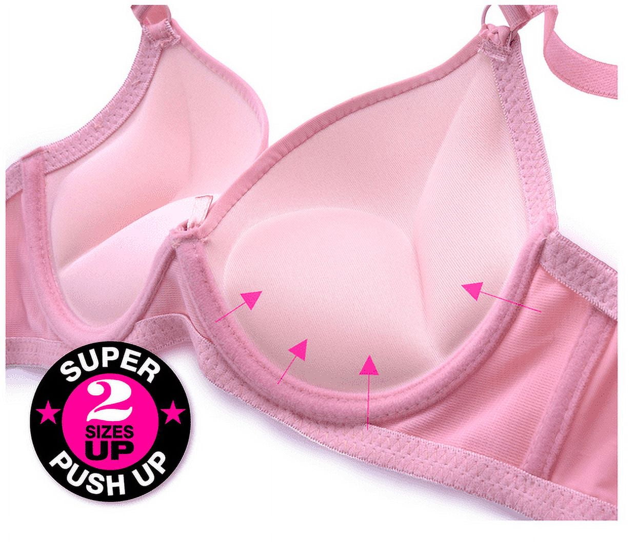 6 Pieces ADD 1 Cup Push Up Lace Full Cup Wired Double Pushup Bra A/B/C