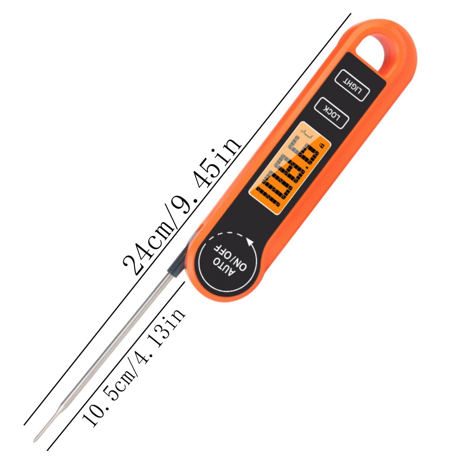 Digital Meat Thermometer Instant Read Thermometer Waterproof with Folding Stick Magnetic Back and Backlit Display for Outdoor Grilling Bbq Cooking Baking Orange 1 Pack