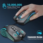 HXSJ X100 Gaming Mouse Wired, Ergonomic PC Gaming Mice with 7 Colors LED Backlit, 7 Buttons,Gaming Optical Sensor, 4 DPI Level Settings Up to 3600 DPI Lightweight for PC,Laptop,Mac,PS4,XBOX