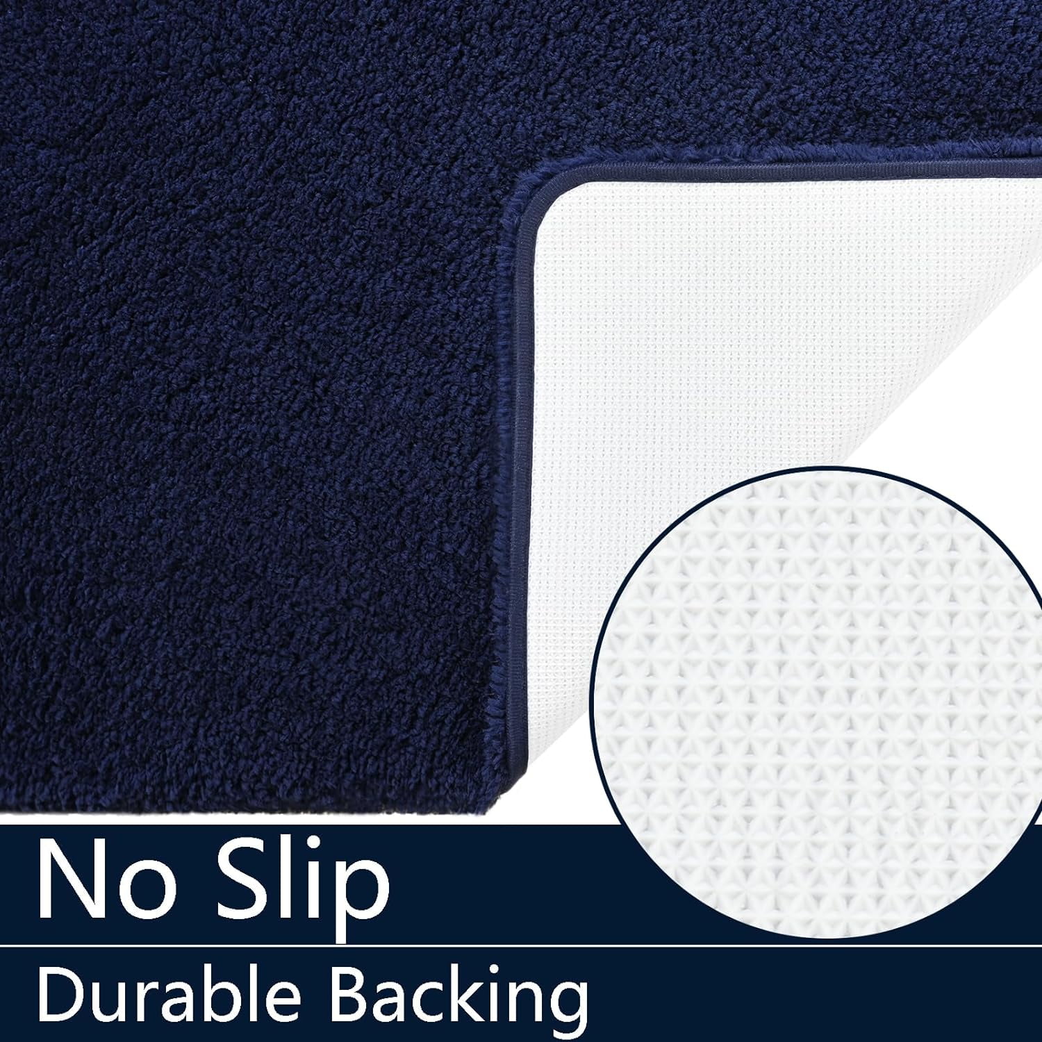 Junovo Soft Bathroom Rug Runner Absorbent Microfiber Bath Rugs for Bathroom Non Slip Bath Mat for Tub, Shower Floor,24"x70",Navy Blue