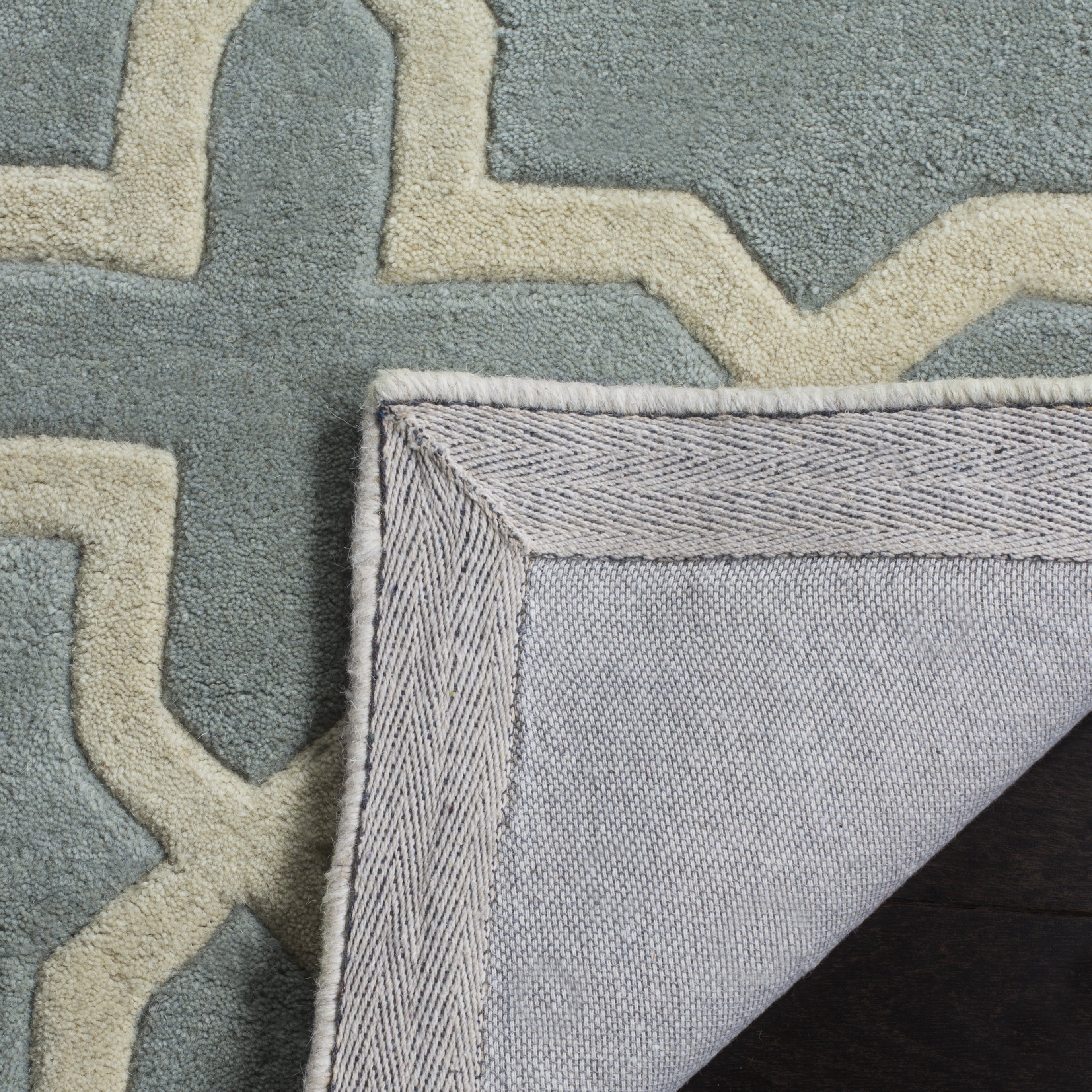 SAFAVIEH Chatham Giovanni Geometric Wool Area Rug, Gray/Ivory, 7' x 7' Round