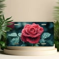 thumbnail image 4 of License Plate, Dewy Red Rose Decorative Front,Personalized Stainless Steel License Plate Cover For Men Women,12.2" X 6.2", 4 of 6