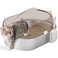 thumbnail image 1 of PawHut Stainless Steel Cat Litter Box, Litter Pan Tray with Lid Steps Scoop, 1 of 10