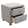 thumbnail image 3 of 2 Drawer Nightstand, Elegant Upholstered Bedside Table, Bedroom End Tables with Cute Round Natural Wood Knobs and Legs, Soft Linen Fabric Night Stand, Light Gray, 3 of 7