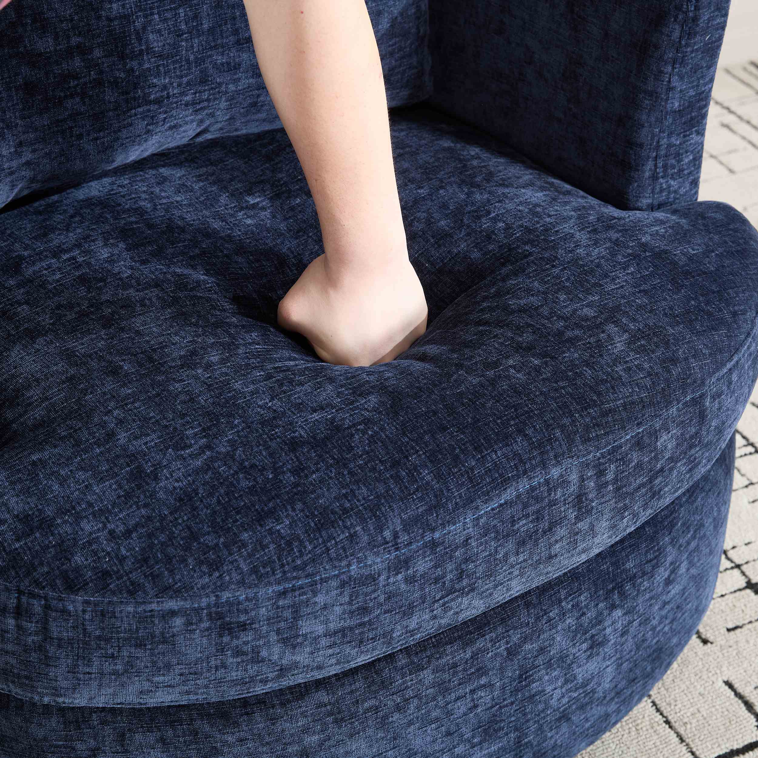 360° Swivel Barrel Chair, Upholstered Accent Chair, Suitable for Nurseries, Offices,Blue