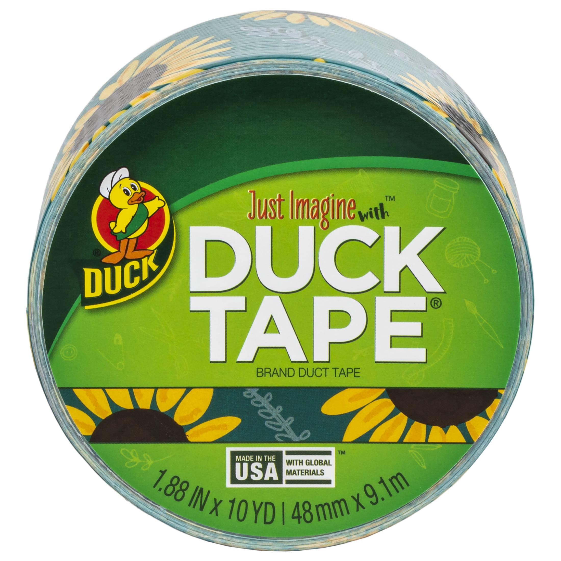 (3 pack) Duck Brand Printed Duct Tape Roll - Sunflowers 1.88 in. x 10 yd.