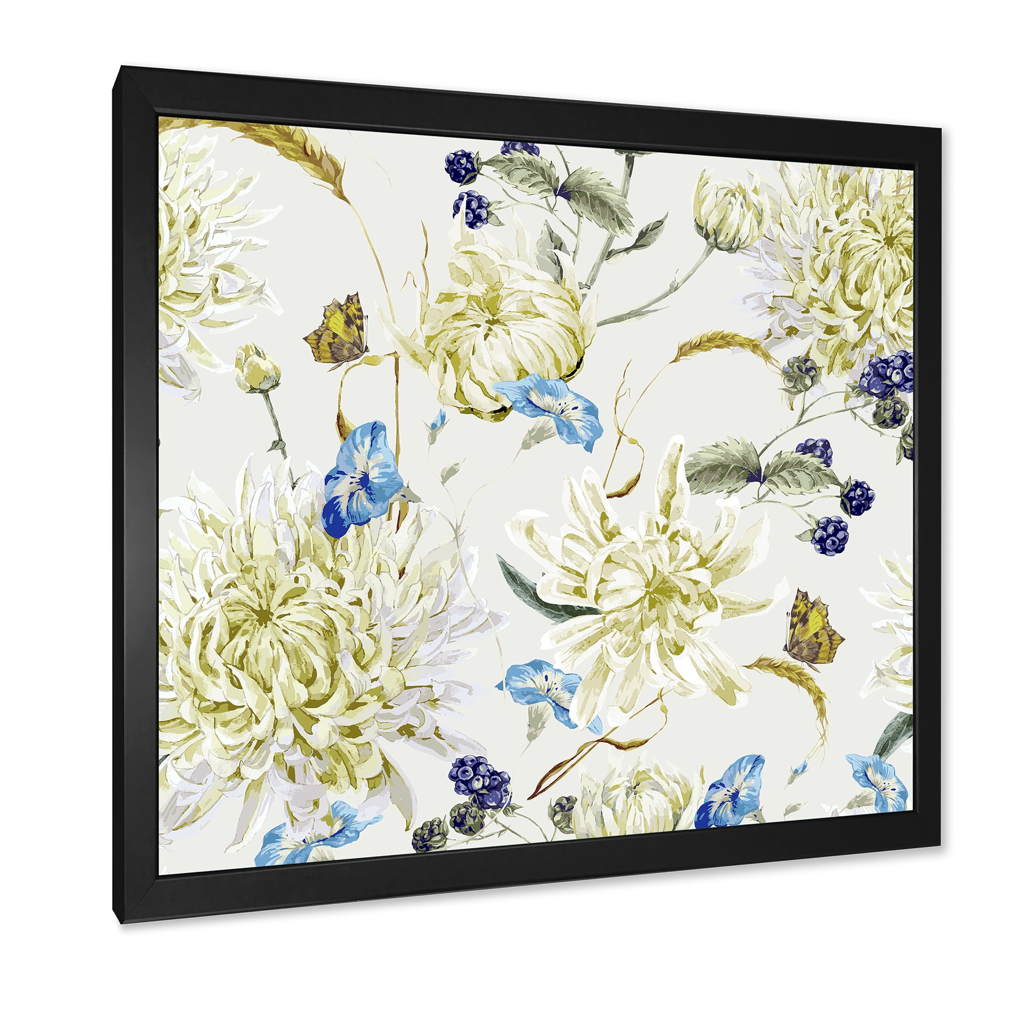 Designart 'Ancient Yellow Chrysanthemus II' Traditional Framed Art Print
