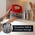 thumbnail image 5 of OVENTE 5-Speed Corded Electric Hand Mixer with Stainless Steel Whisks, Compact Portable Design with Snap-On Storage Case,150W Lightweight Handheld Mixer for Baking & Cooking, Red HM151R, 5 of 9