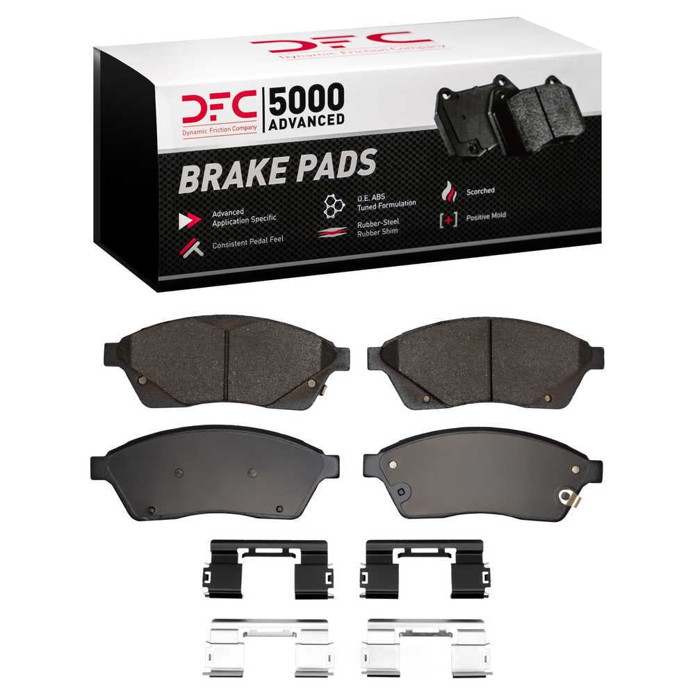 Dynamic Friction Company 1551-1422-01 DFC 5000 Advanced Brake Pads - Low Metallic and Hardware Kit