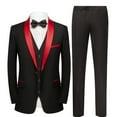 thumbnail image 2 of Men's Suit 3-Piece Shawl Lapel Blazer Jacket Waistcoat Pants Set | Modern Slim Fit | Lightweight Poly-Viscose Blend for Wedding Prom Party, 2 of 6