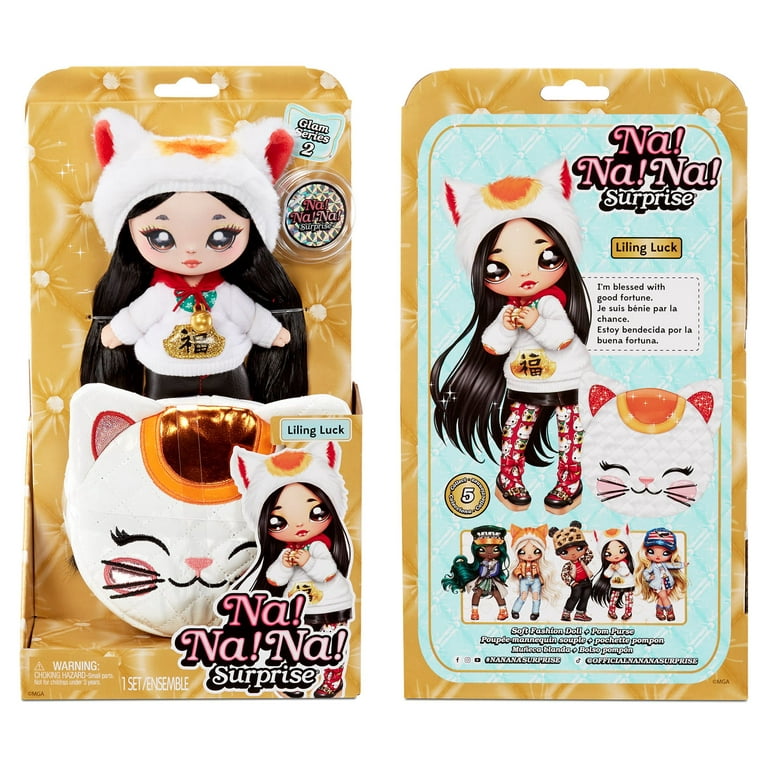 Na Na Na Surprise Glam Series 2 Liling Luck - Lucky Cat-Inspired 7.5  Fashion Doll with Black Hair and Metallic Clip-on Kitty Purse, 2-in-1 Gift,  Toy for Kids Ages 5 6 7