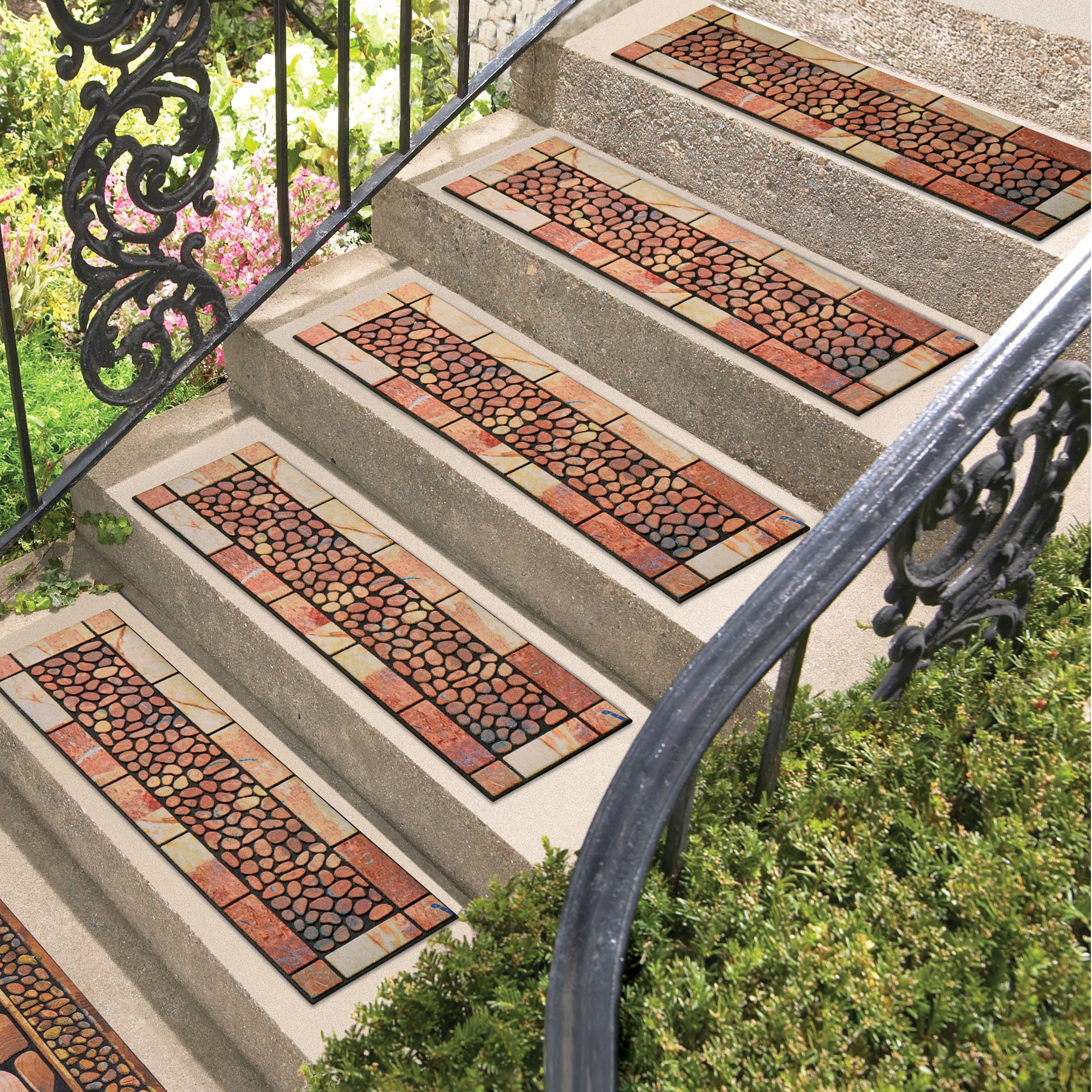 Stone And Pebbles Rubber Stair Treads Helps Improve Traction And