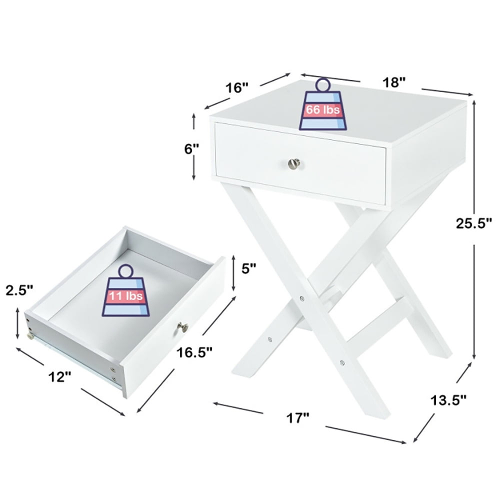 Finihen End Table, Modern X-Shaped Nightstand with Drawer, Bed Side Table, for Small Space, Living Room, Bedroom, White Finihen End Table, Modern X-Shaped Nightstand with Drawer, Bed Side Table, for Small Space, Living Room, Bedroom, White