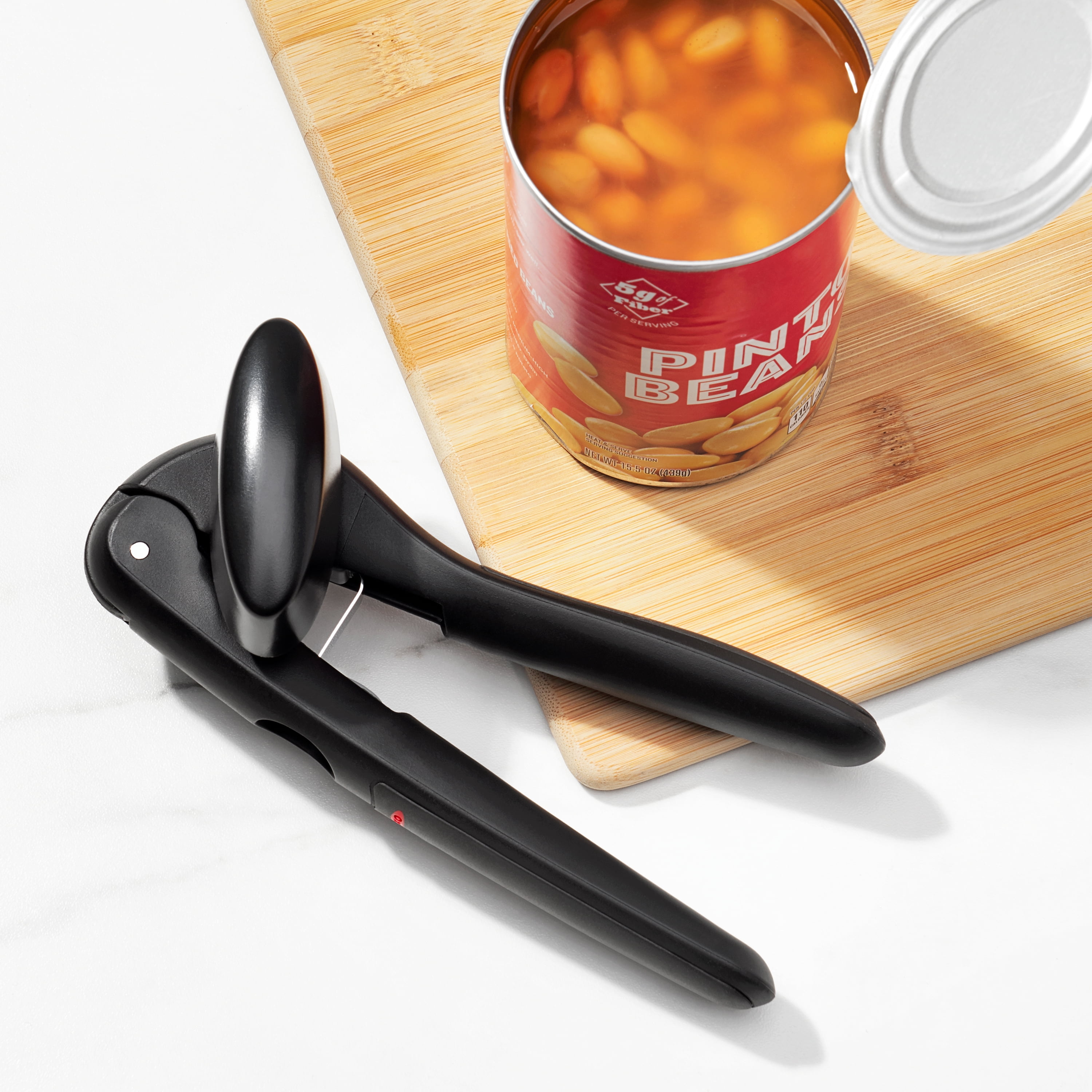 OXO SoftWorks Snap-Lock Can Opener with Easy-Grip Handles and Large Knob for Smooth Turning