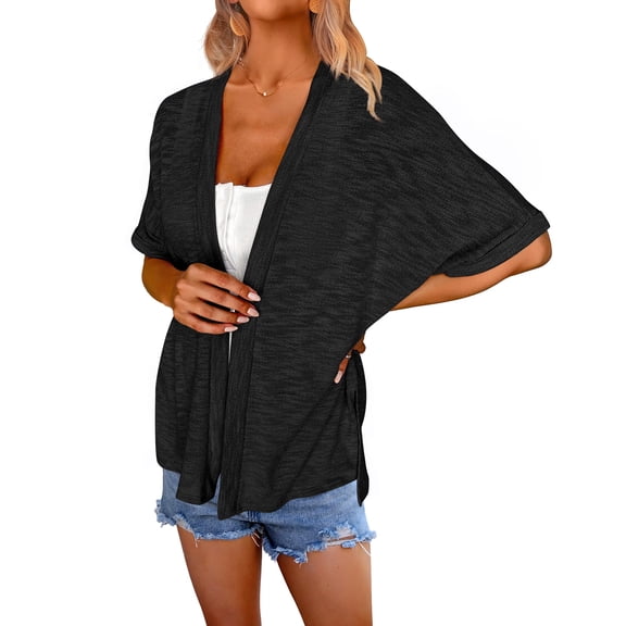 Zeagoo Womens Lightweight Cardigan Short Sleeve Cardigans Open Front Beach Coverup
