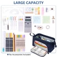 thumbnail image 4 of Rirool Large Capacity Pencil Case, Wide Opening Pencil Pouch with Clear Window, Zipper Pen Bag for School Supplies, Teen Girls Boys, Navy Blue, 4 of 7