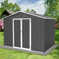 thumbnail image 2 of Outdoor Storage Shed with Integrated Punched Vents, Metal Garden Sheds 6ftx8ft with  Aluminum Frame Structure, Outdoor Storage Sheds, Grey, 2 of 5