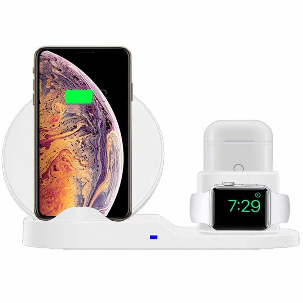 Wireless Charger 3 in 1 Wireless Charging Dock Compatible with Apple Watch and Airpods Charging Station Qi Fast Wireless Charging Stand Compatible iPhone X XS XR Xs Max 8 8 Plus - image 1 of 9