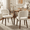 Beige, variant on VKNOW Upholstered Dining Chairs with Solid Wood Frame, Padded Seat & Curved Back, Chenille Accent Chairs for Dining Room, Kitchen, Living Room, Green, Set of 4