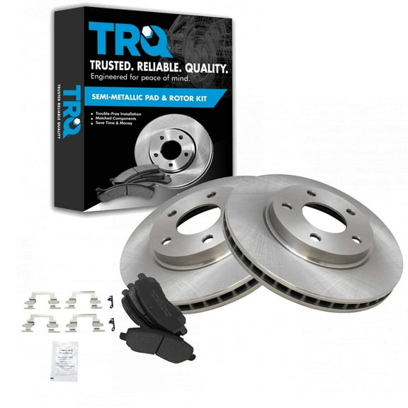 TRQ Front Brake Pad & Rotor Kit Brake Pads Brake Rotor Semi-Metallic Fits Select 2007-2012 Dodge Caliber 2008-2017 Mitsubishi Lancer