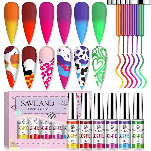 Set de esmaltes de uñas en gel SAVILAND Temperature Color Change x6