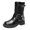 Black Boots for Women, variant on Women Motorcycle Boots With Multiple Buckle Strap And Ring Detail Chunky Sole For Punk Style And Street Wear Black 35
