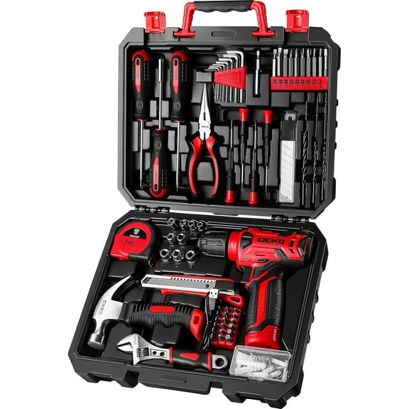 Tool Set: Tool Kit with 8V Cordless Drill, Hand Toolbox with storage case, Tool set for Home Repairs 126 Piece