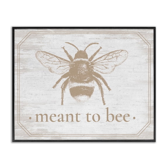Meant To Bee Rustic Border Black Framed Giclee Art, design by Lettered and Lined