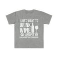 thumbnail image 1 of I want to drink wine and pet Black and Tan Coonhound Unisex T-shirt S-3XL, 1 of 2