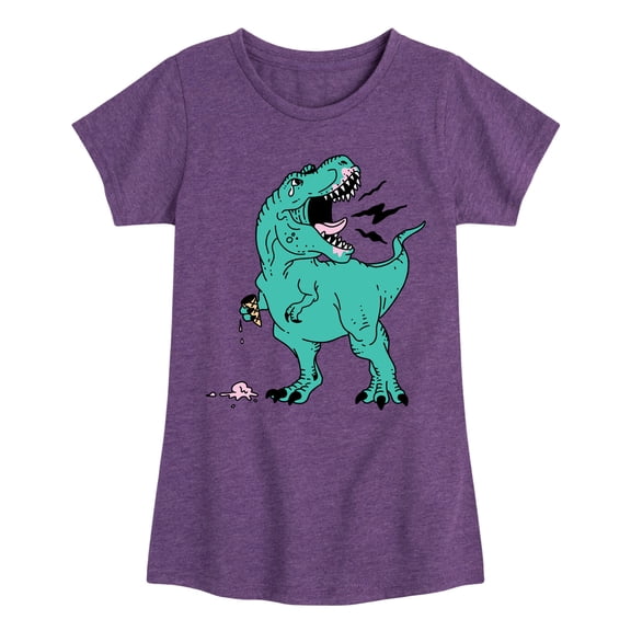 Instant Message - Trex Ice Cream - Toddler & Youth Girls Short Sleeve Graphic T-Shirt