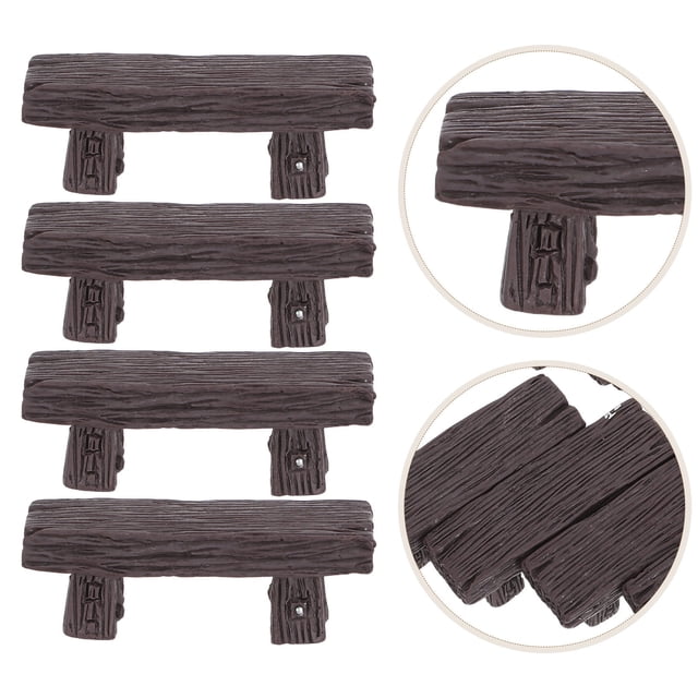 BESTYASH 8Ud Banco Pequeño Resin Negro Madera Para Adorno De Jardín En Casa