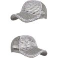 thumbnail image 2 of Mujeres Gorra de béisbol ajustable con cristales de estrás tachonados para hombre, gorra deportiva informal brillante y brillante, gorra transpirable para el sol, color gris, 2 of 5