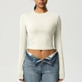 thumbnail image 4 of Dagugfen Workout Tops for Women Stretch Long Sleeve Crop Tops Tight Athletic Sports Yoga Running Shirts, 4 of 8