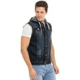 thumbnail image 2 of SKYLINEWEARS Men Denim Hooded Vest Biker Jean Vest With Hood Sleeveless Trucker Jacket, 2 of 7