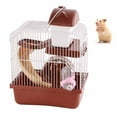 thumbnail image 4 of Jaula para hámster de 2 niveles, gran espacio, diseño de chasis alto, jaula para hábitat de hámster para mascotas, hámster, animales pequeños, marrón, 4 of 11
