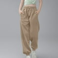 thumbnail image 2 of Teen Girls Cinch Bottom Sweatpants Baggy High Waist Elastic Jogger Pants Drawstring Athletic Y2K Preppy Pants, 2 of 5