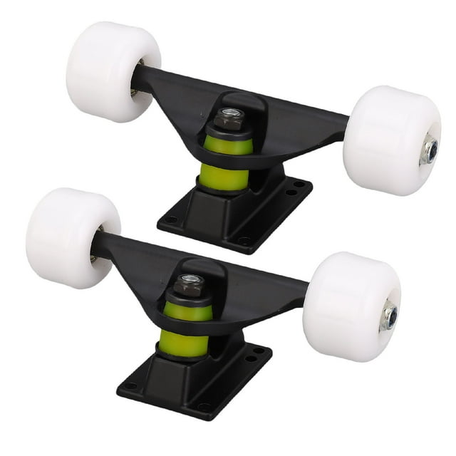 Ensemble de 2 Pcs de Camions et Roues de Planche à Roulettes, Alliage d'Aluminium Excellente Adhérence Absorption des Chocs 5 Pouces Longboard Truck, Connexion Ergonomique Ensemble de Départ de Planche à Roulettes Résistant à l'Usure pour