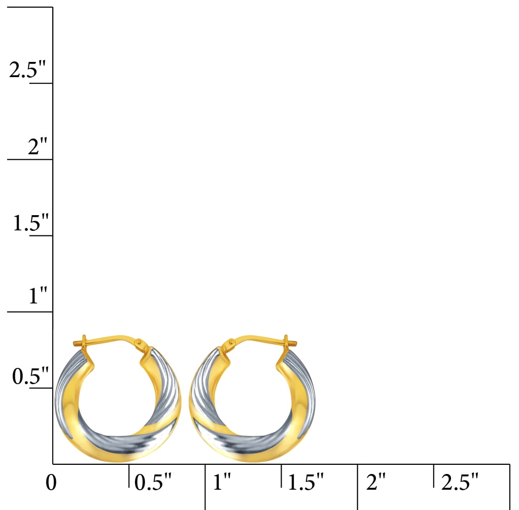 Brilliance Fine Jewelry 14K Gold Plated Sterling Silver Textured and Swirl Hoops Adults Earrings Set