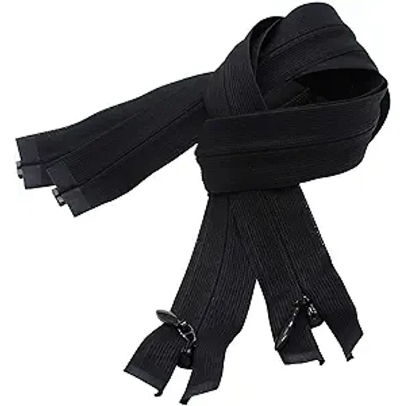 Invisible Light Weight Black Separating YKK Zippers for Clothes, Crafts & Sewing Projects - Color: Black - Choose Your Length - Made in The United States (2 Zippers Per Pack) (12" Inches)