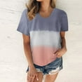 thumbnail image 2 of asdoklhq Juniors Plus Tops & T-Shirts,Women's Printing Round Neck Loose Short Sleeve T Shirt Pullover Tops Blouse, 2 of 5