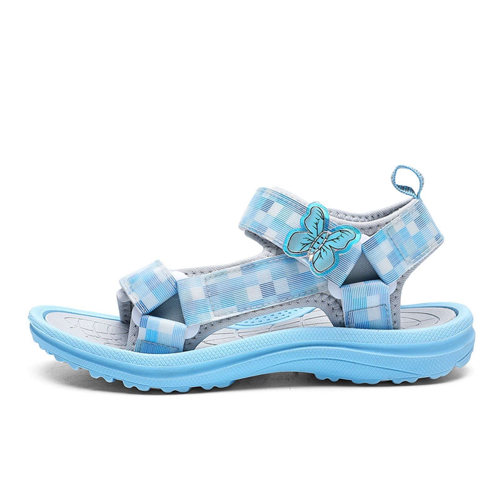 enyan Girls Summer Sandals Outdoor Beach Anti-Slip Rubber Soft Sole Newborn Toddler First Walker Shoes Dress Shoes For Girls,Blue,Size 12.5