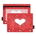 thumbnail image 2 of 2 Pack Pencil Pouch for 3 Ring Binder Smooth Zipper Folders with Pockets Clear Window Pencil Case White Hearts Sprinkled on Red, 2 of 6
