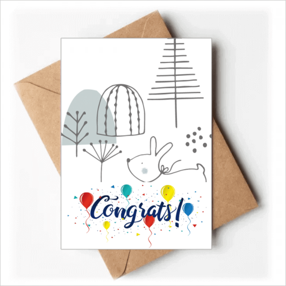 Cartoon Puppy Tree Hill Line Pattern Wedding Cards Congratulations Greeting Envelopes