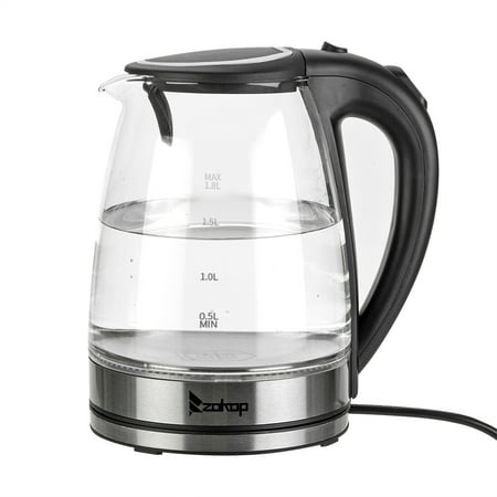 ZOKOP Electric Kettle - Fast Boiling Glass Tea Kettle , Stainless Steel Finish Hot Water Kettle Glass Tea Kettle, Tea Pot Hot Water Dispenser(Boil-Dry Protection/Auto