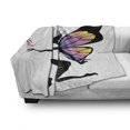 thumbnail image 3 of Fantasy Soft Flannel Fleece Throw Blanket, Dreamy Girl Silhouette with Butterfly Wings and Fly-Away Hair, Cozy Plush for Indoor and Outdoor Use, 50" x 70", Black and Multicolor, by Ambesonne, 3 of 6