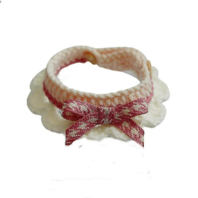 Veeki Cat Collar Soft Personalized Pet Collar Cute Handmade Butterfly Knitted Collar Pet Adjustable Knit Bib (l)