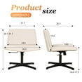 thumbnail image 3 of FDW Cross-Leg Home Office Chair - Armless Adjustable w/Wide Seat & U-Back,Beige, 3 of 7
