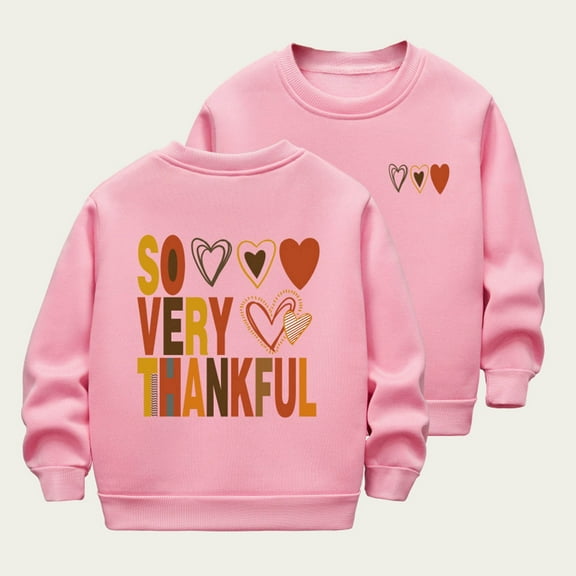 ATOGUTA Sweatshirts for Kids Boys Girls Thanksgiving Fleece Drop Shoulder Pullover Shirts Pink, 2T-12