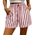 thumbnail image 2 of Women's Casual Summer Shorts with Pockets, Striped Beach Loose Fit, 2 of 9