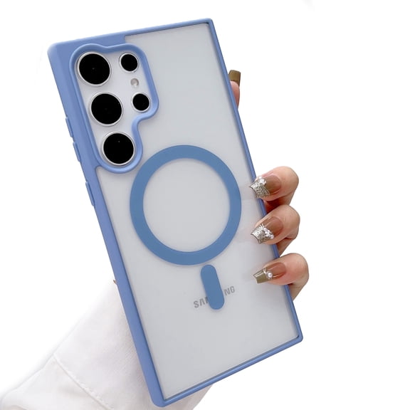 ELEHOLD for Samsung Galaxy S23 Ultra MagSafe Case, Magnetic Clear Case for Galaxy S23 Ultra, Hybrid TPU Bumper Shockproof Crystal Clear Anti-Scratch Slim Thin Case Cover 6.8 Inch,Blue